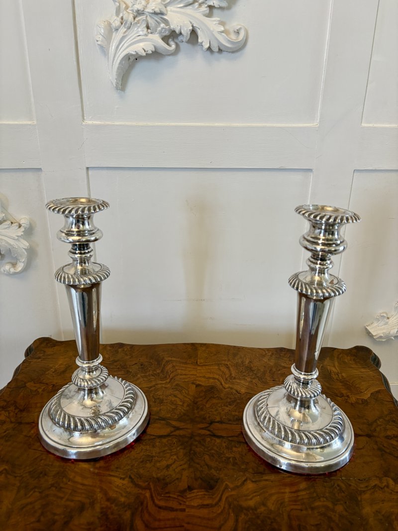 Quality Pair of Antique Victorian Silver Plated Candlesticks